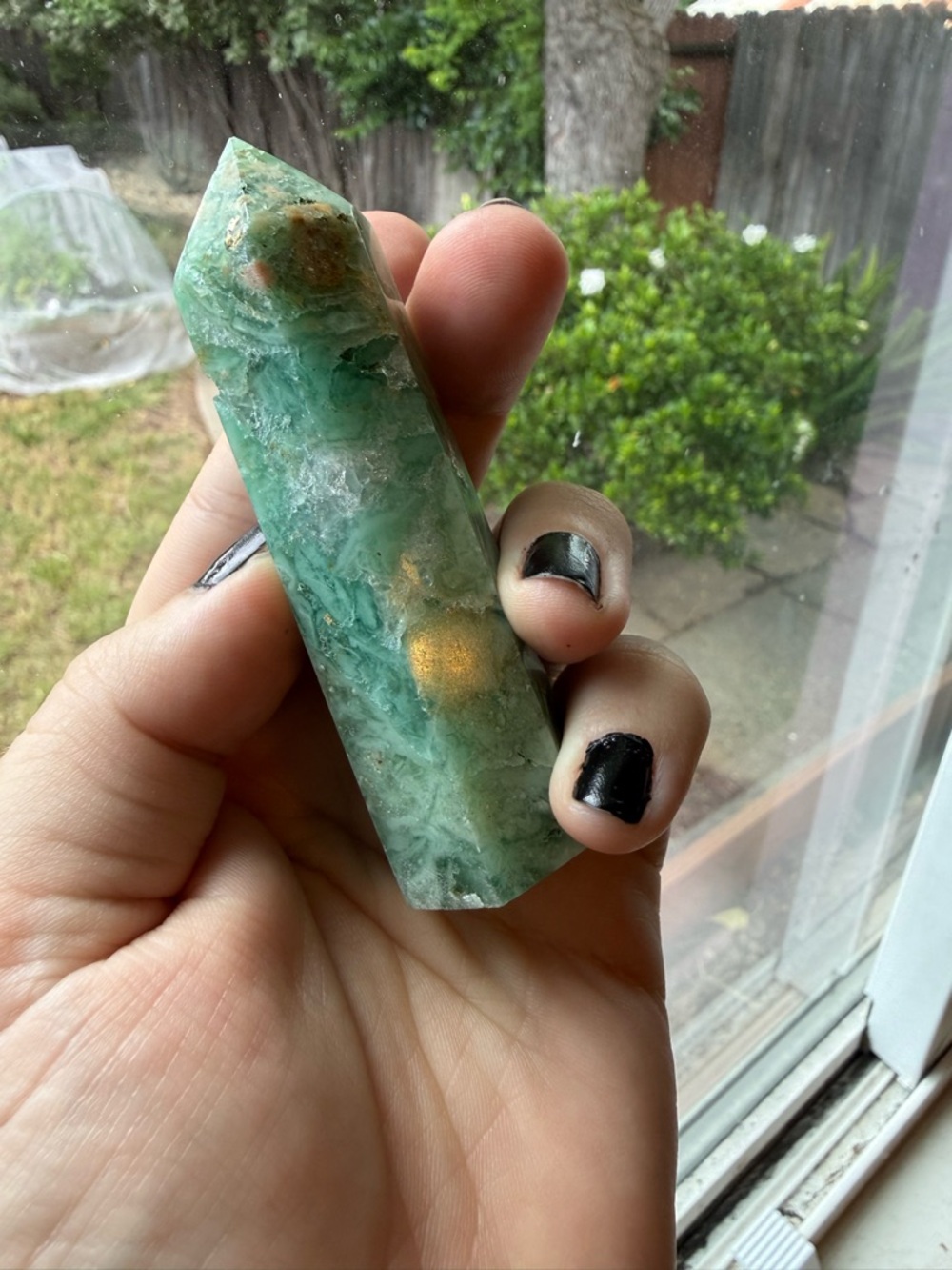 Green Flourite Crystal Point Tower